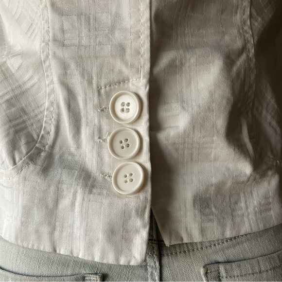 Y2K Vintage Costa Blanca Short Sleeve Blazer White 100% Cotton Size 6 Small - Picture 2 of 8